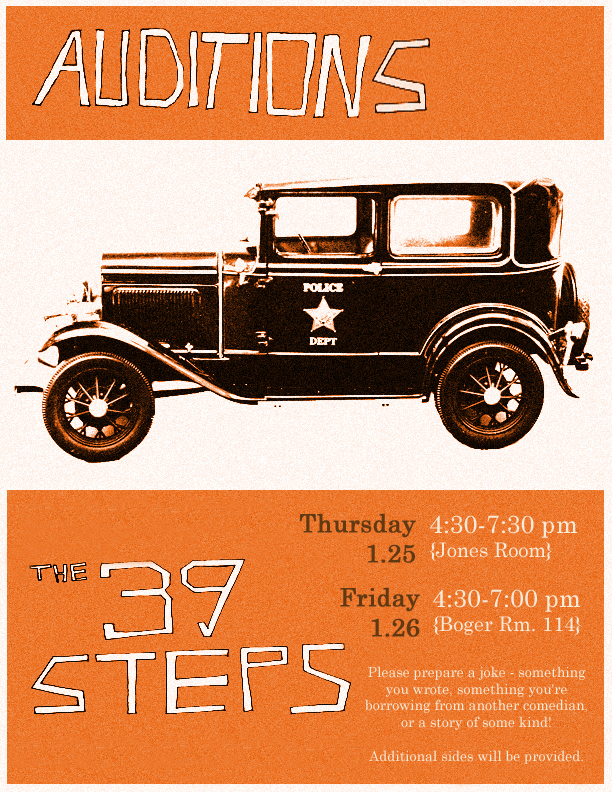 39 Steps Audition Poster, 2018