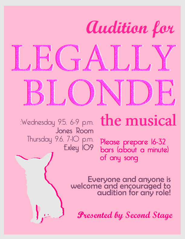 Legally Blonde the Musical Audition Poster 2018